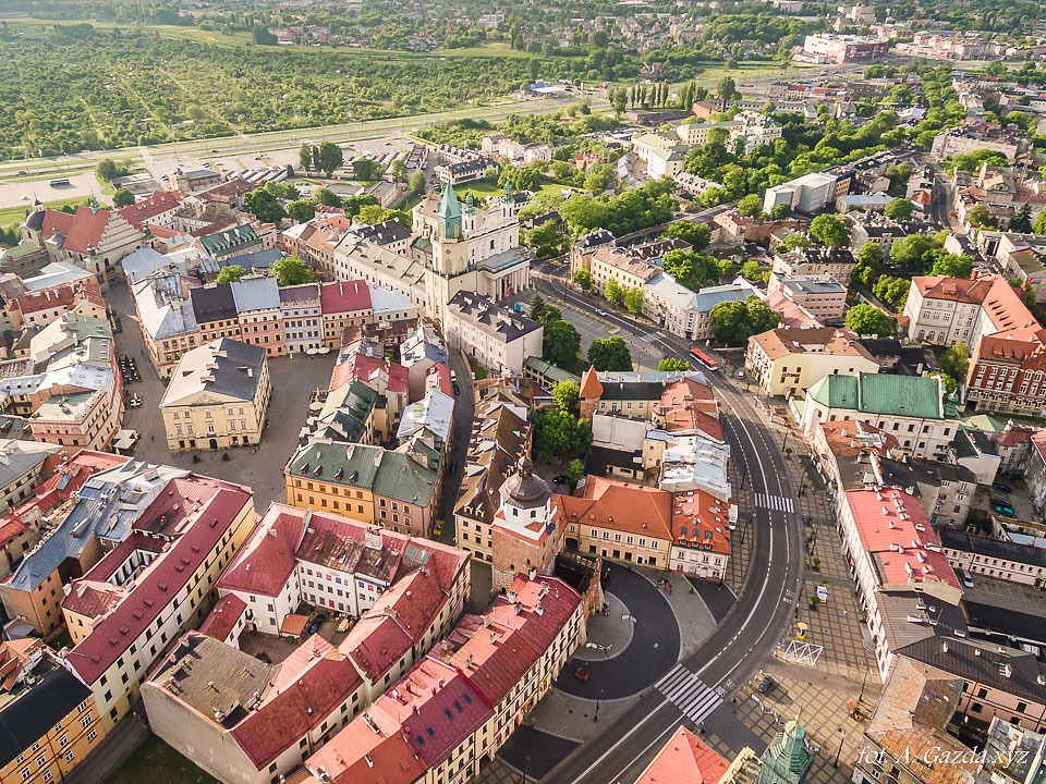 Stare miasto i brama krakowska - Lublin z lotu ptaka